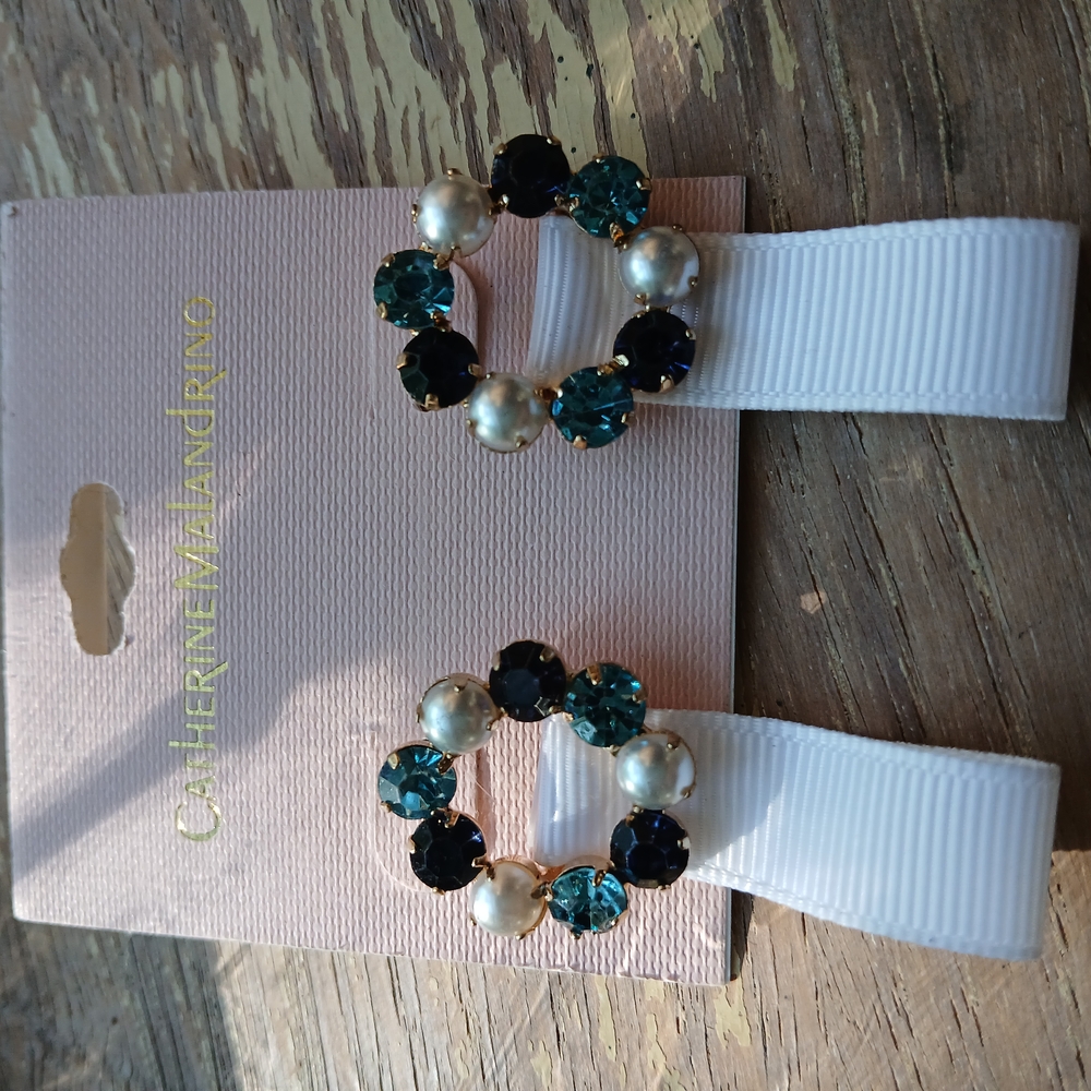 Elegant White and Blue Hair Clips
